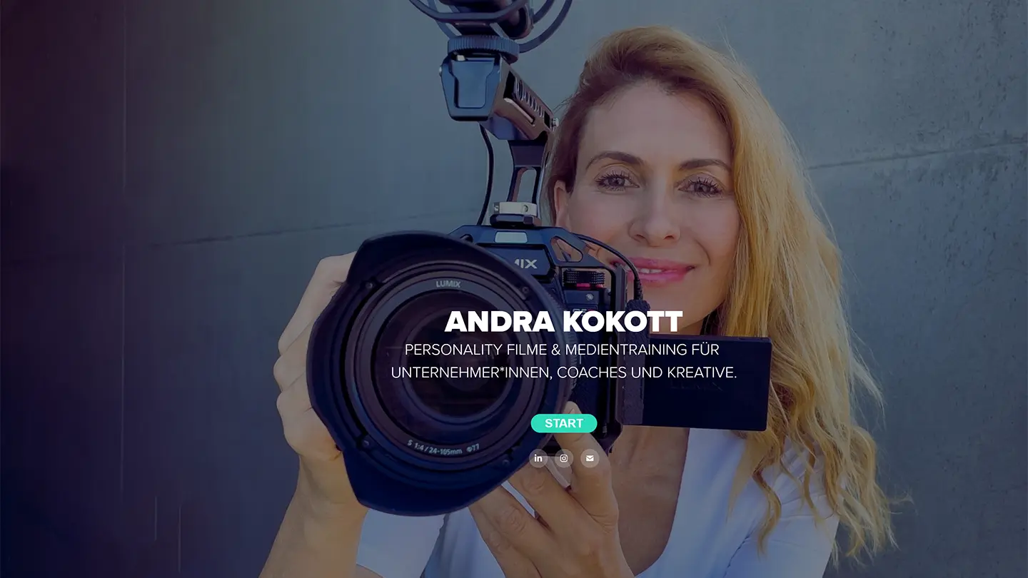 Website von Andra Kokott für Personality-Filme und Medientraining · Collaboration-Partner · imagecouture · Jens Achtert