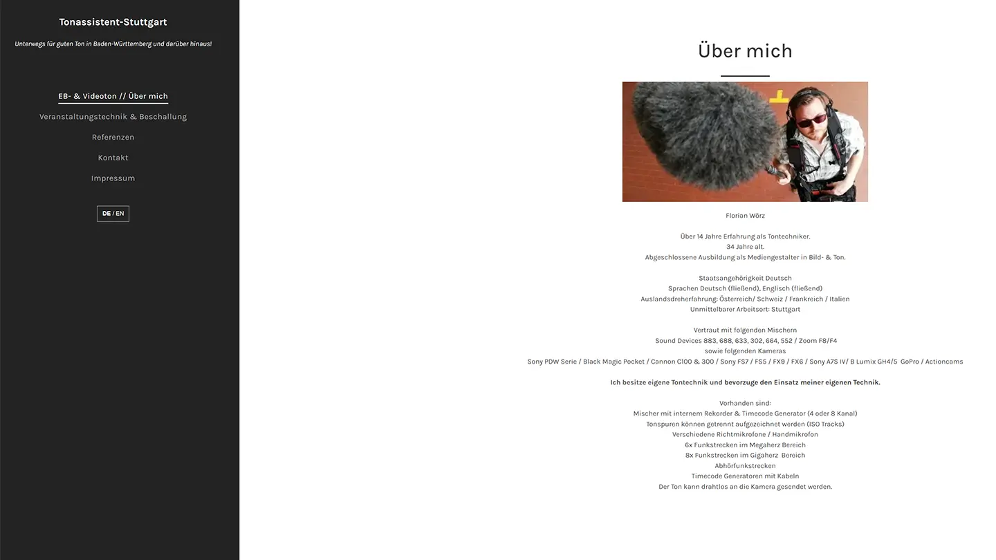Website von Tonassistent Florian Wörz aus Stuttgart · Collaboration-Partner · imagecouture · Jens Achtert